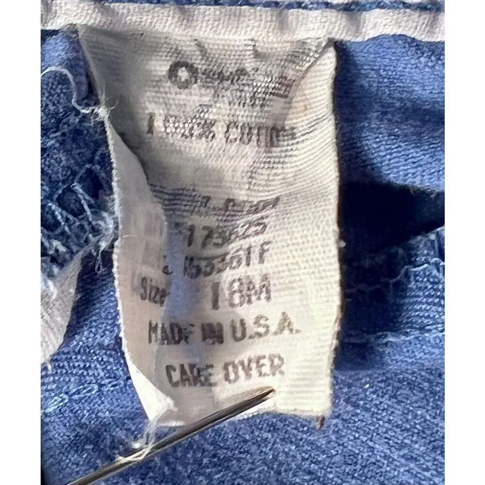 Vintage Royal Blue Oshkosh B'Gosh Shortalls Overalls Size 18M 80's/90’s Vestback